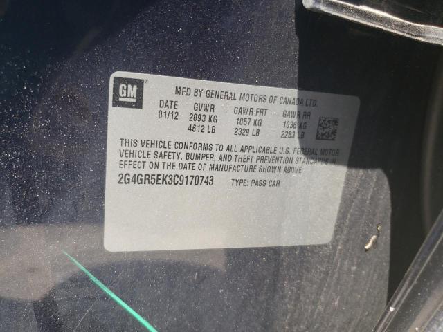 Photo 10 from auction – 2012 BUICK REGAL with VIN 2G4GR5EK3C9170743