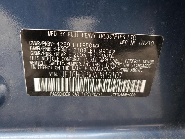 Photo 10 from auction – 2010 SUBARU IMPREZA OU with VIN JF1GH6D60AH819107