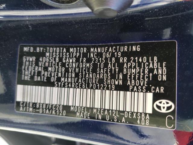Photo 10 from auction – 2020 TOYOTA COROLLA SE with VIN 5YFS4RCE6LP012219