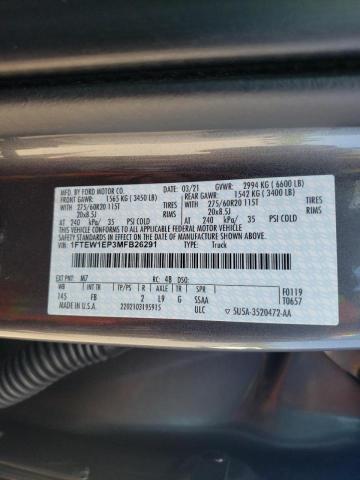 Photo 10 from auction – 2021 FORD F150 SUPER with VIN 1FTEW1EP3MFB26291