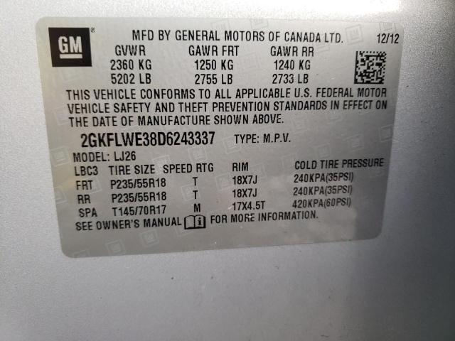 Photo 10 from auction – 2013 GMC TERRAIN SL with VIN 2GKFLWE38D6243337