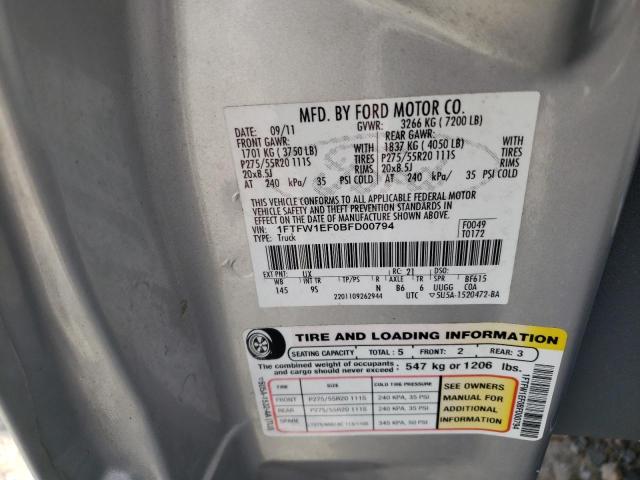 Photo 10 from auction – 2011 FORD F150 SUPER with VIN 1FTFW1EF0BFD00794