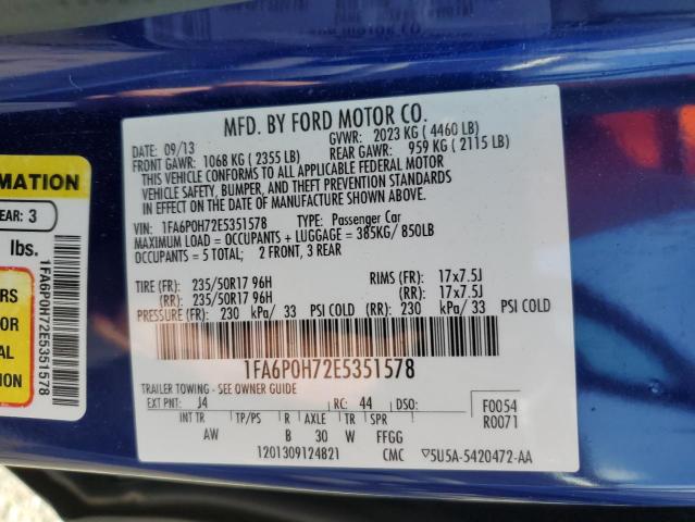 Photo 10 from auction – 2014 FORD FUSION SE with VIN 1FA6P0H72E5351578