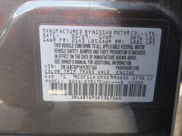 Photo 10 from auction – 2019 NISSAN SENTRA S with VIN 3N1AB7AP1KY367164