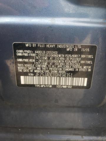 Photo 10 from auction – 2016 SUBARU FORESTER 2 with VIN JF2SJADC1GH494351