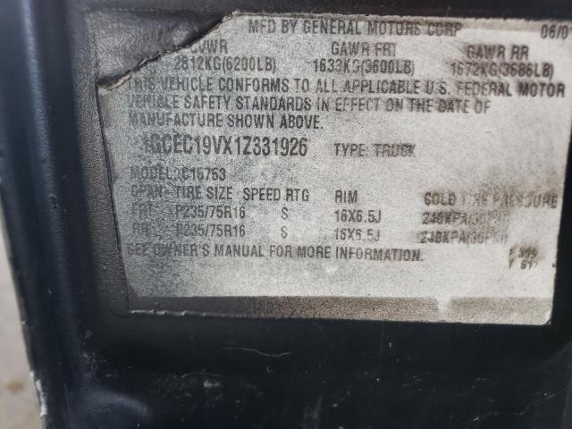 Photo 10 from auction – 2001 CHEVROLET SILVERADO with VIN 1GCEC19VX1Z331926