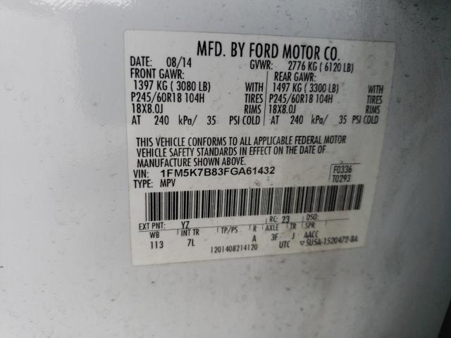 Photo 10 from auction – 2015 FORD EXPLORER with VIN 1FM5K7B83FGA61432