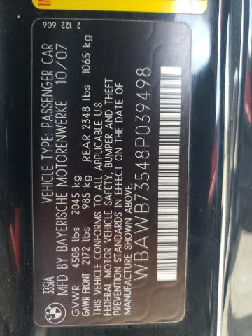 Photo 10 from auction – 2008 BMW 335 I with VIN WBAWB73548P039498