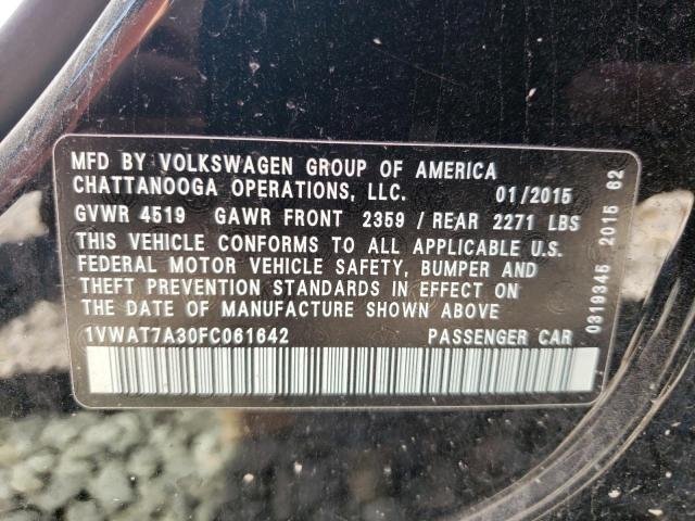 Photo 10 from auction – 2015 VOLKSWAGEN PASSAT S with VIN 1VWAT7A30FC061642