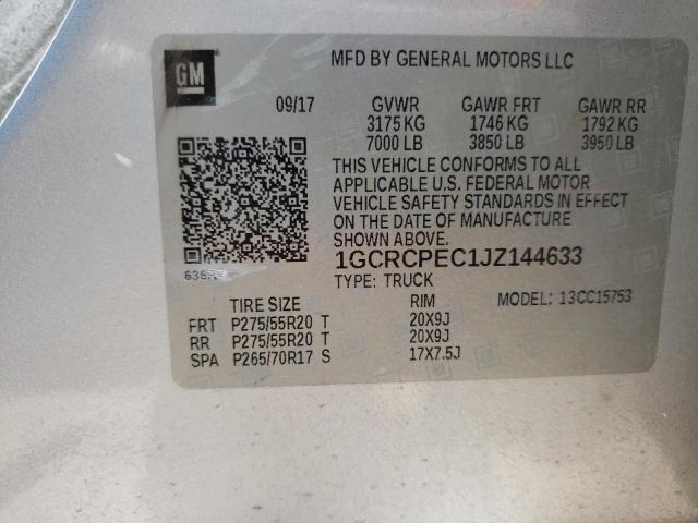Photo 10 from auction – 2018 CHEVROLET SILV1500 2 with VIN 1GCRCPEC1JZ144633