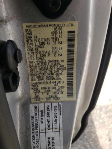 Photo 10 from auction – 2005 NISSAN FRONTIER K with VIN 1N6BD06T95C444303