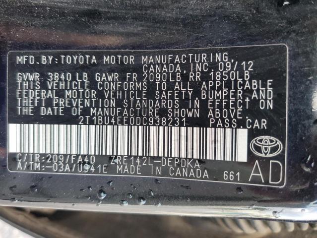 Photo 10 from auction – 2013 TOYOTA COROLLA BA with VIN 2T1BU4EE0DC938231