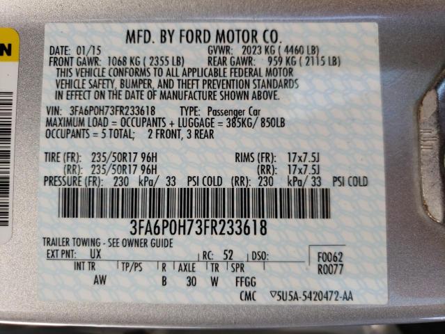 Photo 10 from auction – 2015 FORD FUSION SE with VIN 3FA6P0H73FR233618
