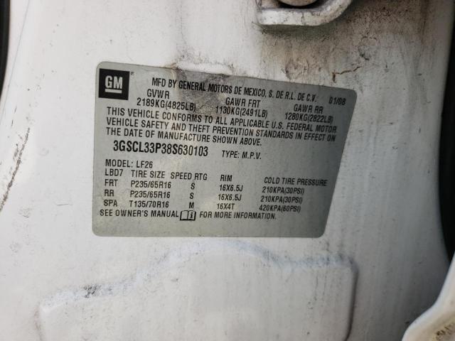 Photo 10 from auction – 2008 SATURN VUE XE with VIN 3GSCL33P38S630103