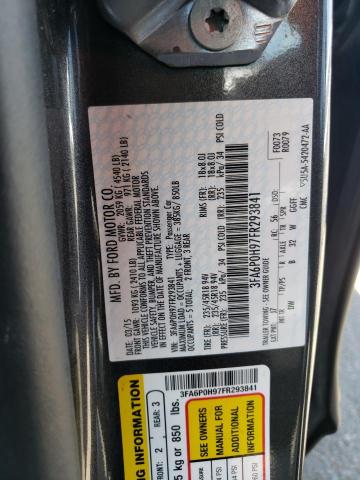 Photo 10 from auction – 2015 FORD FUSION SE with VIN 3FA6P0H97FR293841