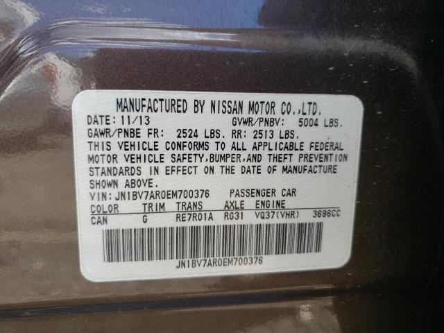 Photo 10 from auction – 2014 INFINITI Q50 BASE with VIN JN1BV7AR0EM700376