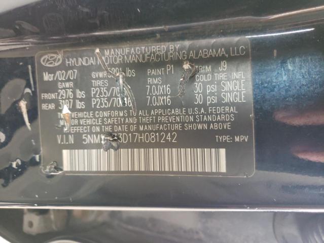 Photo 10 from auction – 2007 HYUNDAI SANTA FE G with VIN 5NMSG73D17H081242