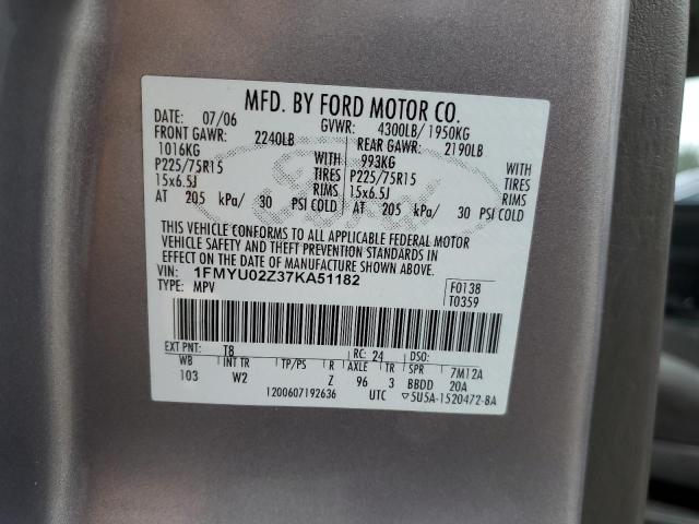 Photo 10 from auction – 2007 FORD ESCAPE XLS with VIN 1FMYU02Z37KA51182