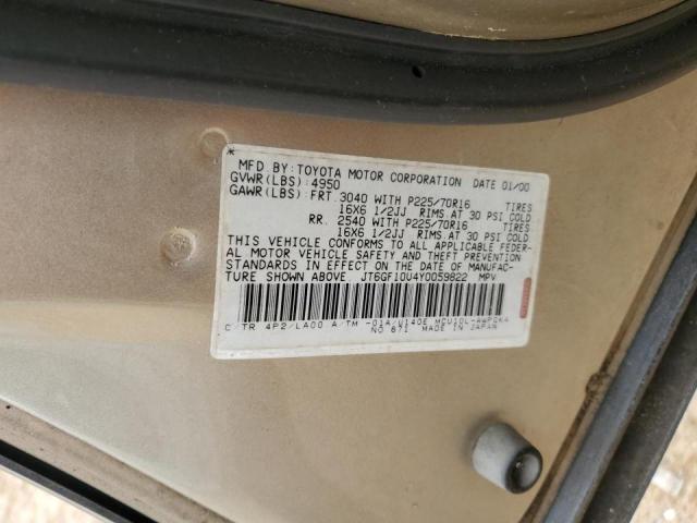 Photo 10 from auction – 2000 LEXUS RX 300 with VIN JT6GF10U4Y0059822