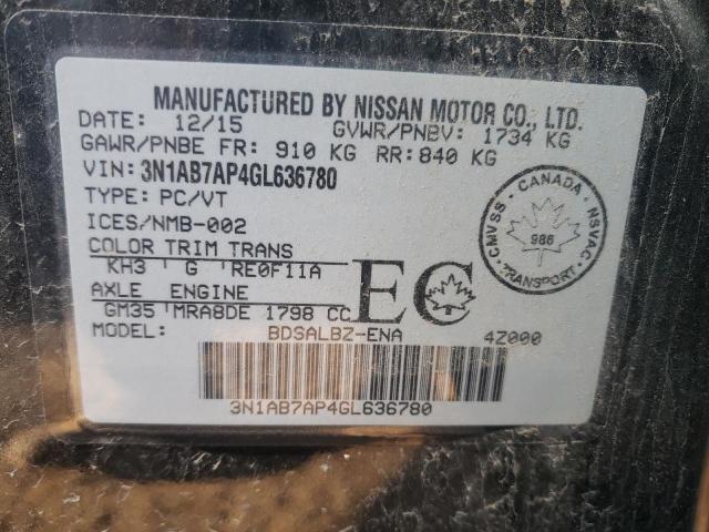 Photo 10 from auction – 2016 NISSAN SENTRA S with VIN 3N1AB7AP4GL636780