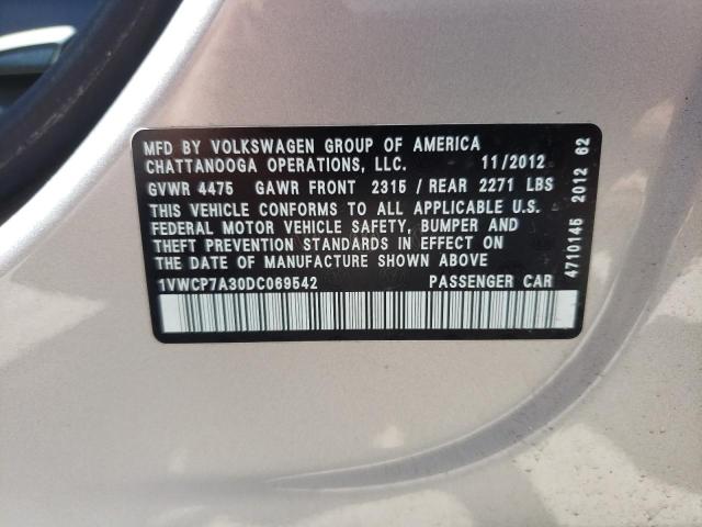 Photo 10 from auction – 2013 VOLKSWAGEN PASSAT SEL with VIN 1VWCP7A30DC069542