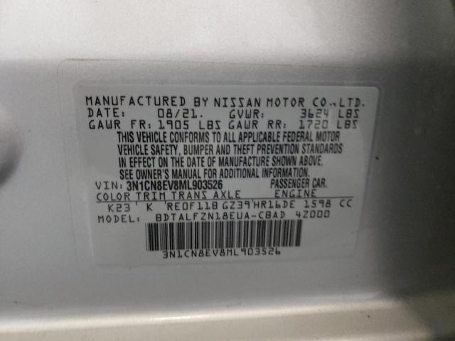 Photo 10 from auction – 2021 NISSAN VERSA SV with VIN 3N1CN8EV8ML903526