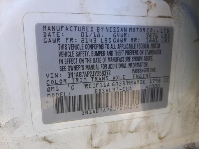 Photo 10 from auction – 2018 NISSAN SENTRA S with VIN 3N1AB7AP2JY258372