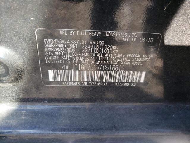 Photo 10 from auction – 2010 SUBARU IMPREZA WR with VIN JF1GE7G67AG516812