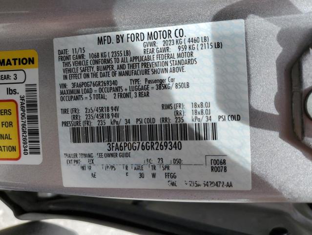 Photo 10 from auction – 2016 FORD FUSION S with VIN 3FA6P0G76GR269340