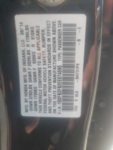 Photo 10 from auction – 2014 HONDA CIVIC EX with VIN 19XFB2F82EE074595