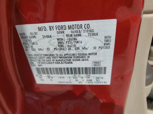 Photo 10 from auction – 2008 FORD ESCAPE XLT with VIN 1FMCU93118KA75456