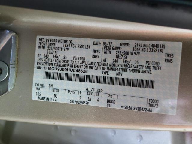 Photo 10 from auction – 2017 FORD ESCAPE TIT with VIN 1FMCU9J90HUE48628