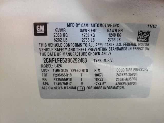 Photo 10 from auction – 2011 CHEVROLET EQUINOX LT with VIN 2CNFLFE53B6292483
