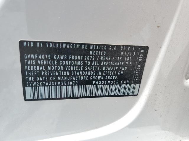 Photo 10 from auction – 2014 VOLKSWAGEN JETTA BASE with VIN 3VW2K7AJ3EM351070