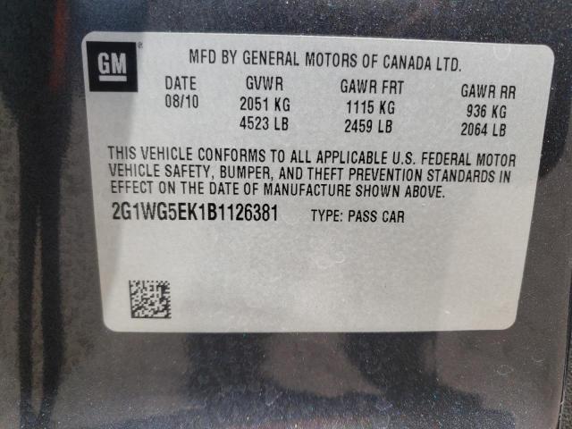 Photo 10 from auction – 2011 CHEVROLET IMPALA LT with VIN 2G1WG5EK1B1126381