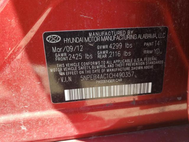 Photo 10 from auction – 2012 HYUNDAI SONATA GLS with VIN 5NPEB4AC1CH490357