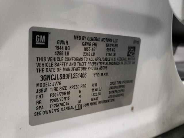 Photo 10 from auction – 2015 CHEVROLET TRAX 1LT with VIN 3GNCJLSB9FL251466