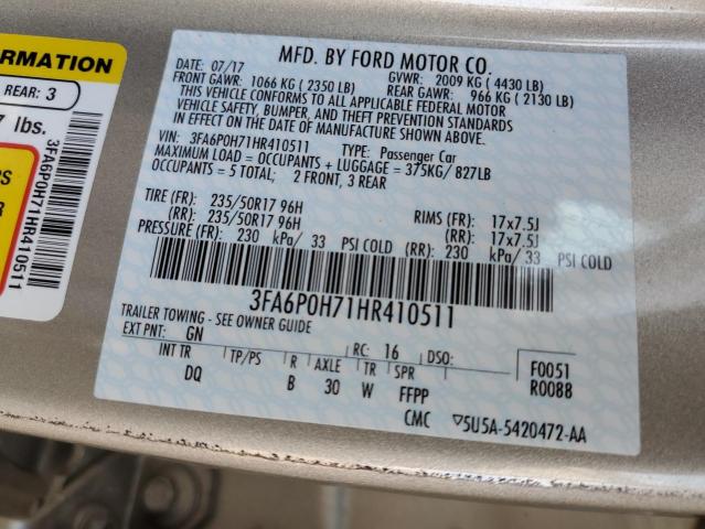 Photo 10 from auction – 2017 FORD FUSION SE with VIN 3FA6P0H71HR410511