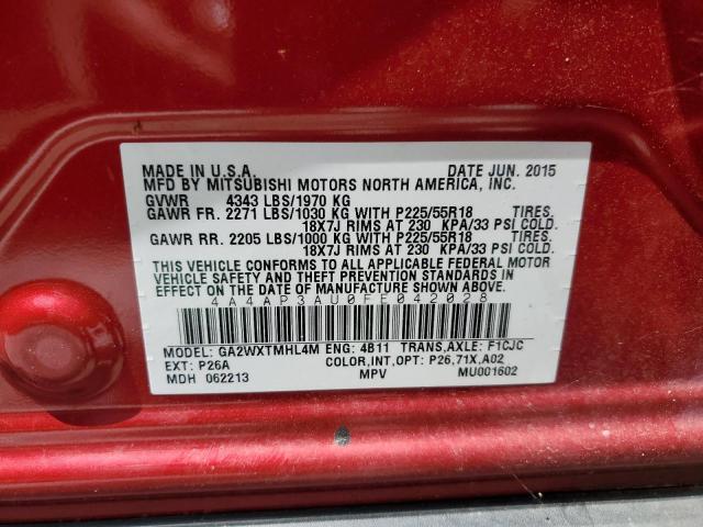 Photo 10 from auction – 2015 MITSUBISHI OUTLANDER with VIN 4A4AP3AU0FE042028