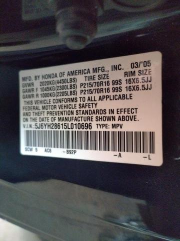 Photo 10 from auction – 2005 HONDA ELEMENT EX with VIN 5J6YH28615L010696