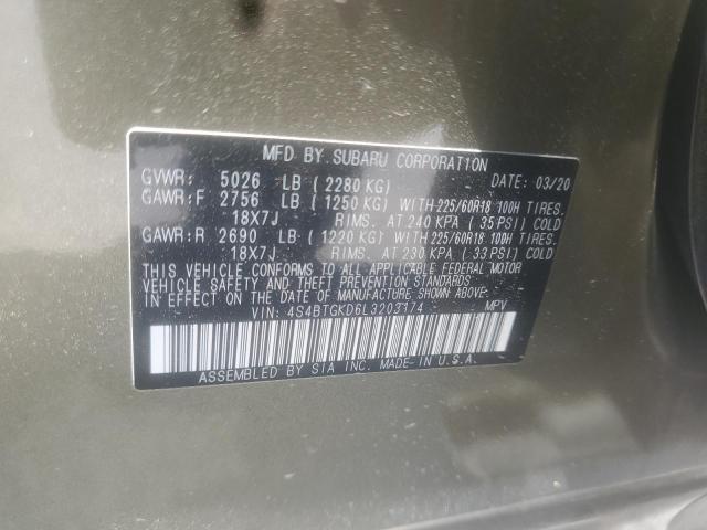 Photo 10 from auction – 2020 SUBARU OUTBACK ON with VIN 4S4BTGKD6L3203174