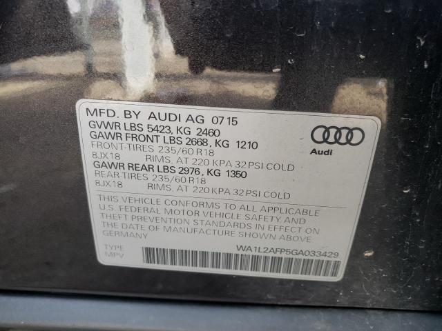 Photo 10 from auction – 2016 AUDI Q5 PREMIUM with VIN WA1L2AFP5GA033429