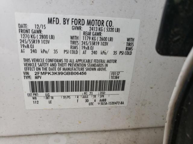 Photo 10 from auction – 2016 FORD EDGE TITAN with VIN 2FMPK3K99GBB06456