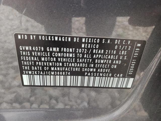 Photo 10 from auction – 2012 VOLKSWAGEN JETTA BASE with VIN 3VW2K7AJ1CM366874