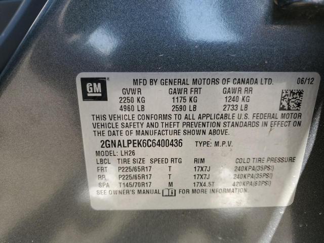 Photo 10 from auction – 2012 CHEVROLET EQUINOX LT with VIN 2GNALPEK6C6400436