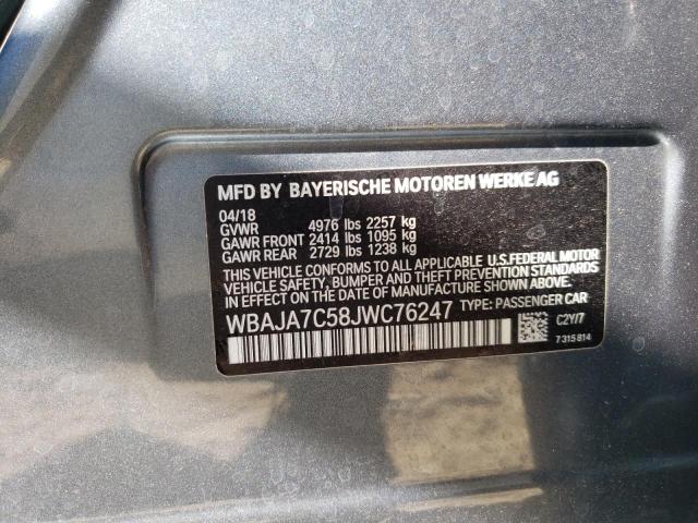 Photo 10 from auction – 2018 BMW 530 XI with VIN WBAJA7C58JWC76247