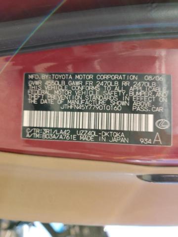 Photo 10 from auction – 2007 LEXUS SC 430 with VIN JTHFN45Y779010160