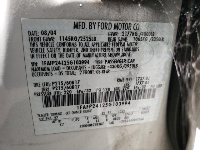 Photo 10 from auction – 2005 FORD FIVE HUNDR with VIN 1FAFP24125G103994