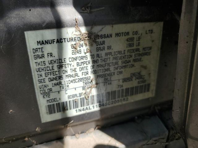 Photo 10 from auction – 2005 NISSAN ALTIMA S with VIN 1N4AL11D45C205562
