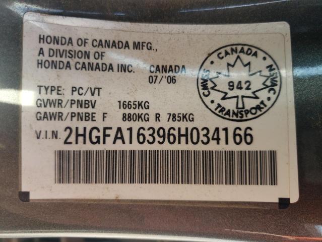 Photo 10 from auction – 2006 HONDA CIVIC DX V with VIN 2HGFA16396H034166